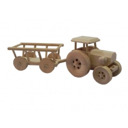 Traktor drewniany z wozem drabiniastym